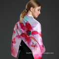 Double-Sided High Quality Long Silk Scarves with Button